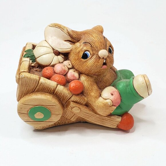 Vintage Pendelfin Barrow Boy Bunny Rabbit Hand Painted Stonecraft Made In Englan - Picture 3 of 8